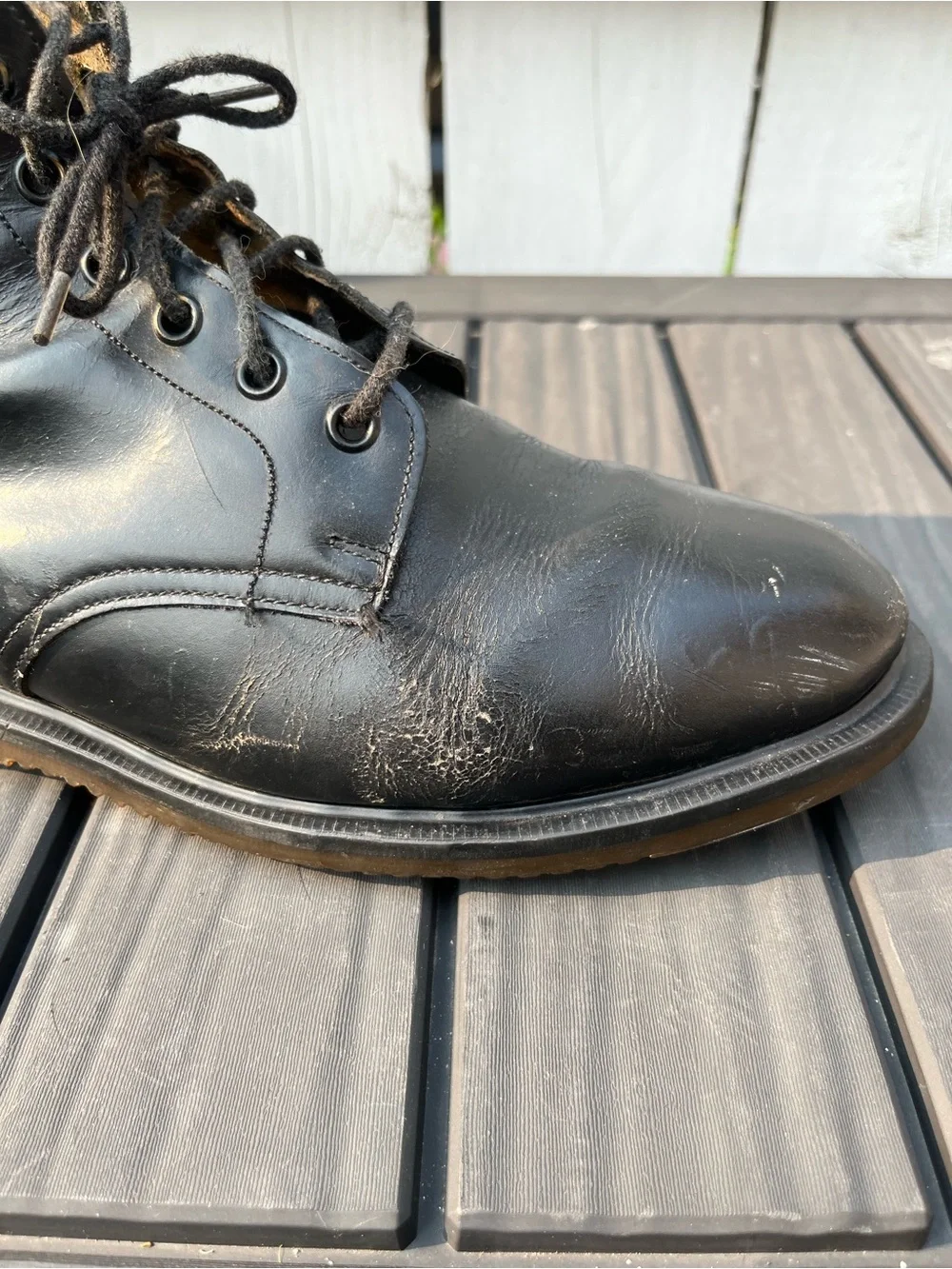 Vintage Dr. Doc Martens Black Leather Boots 6 Eyelet Made in England Size 10